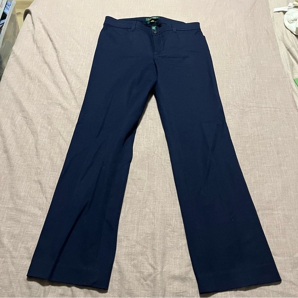 Lauren Ralph Lauren Navy Wide Leg Adelle Trousers Size 8 Business Casual Office - Picture 2 of 6